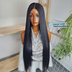 Mejor Precio al por Mayor: Peluca de Cabello Humano Virgen Vietnamita de 28 Pulgadas con Cierre de Encaje HD, Color Natural, Liso Sedoso y Ondulado - Product Image 1