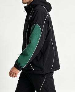 Custom <b>Men's</b> Color Block Waterproof Eco-Friendly Winter Breathable Lightweight Quick Dry Canvas Patchwork Packable <b>Long</b> <b>Jacket</b> - Product Image 3