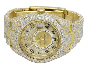 Reloj de Lujo para Hombre, con Letras y Números, Moissanita, Cuarzo Analógico, Acero, 41MM, Resistente al Agua 3BAR, Estilo Hip Hop - Product Image 2