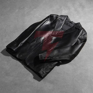 Custom <b>Men</b> <b>Leather</b> <b>Blazer</b> Double Breasted Premium Tailored Jacket for Formal Everyday Wear - Product Image 5