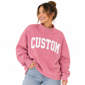 Daily Wear Women's Oversized Mock Neck Solid <b>Pink</b> Color Full Sleeve Drop Shoulder Waterproof <b>Sweatshirt</b> Cotton Winter Autumn - Product Image 1