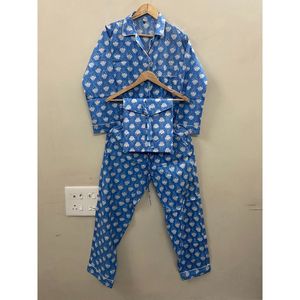Conjunto de Pijama para Mujer, 100% Algodón, Estampado Floral, Ropa de Dormir Suave y Transpirable, Cintura Elástica, Dos Piezas - Product Image 1
