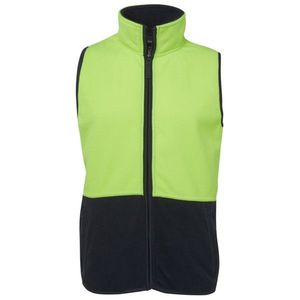 Chaleco de forro polar de alta visibilidad en dos tonos para hombre, con cremallera, sin mangas, ropa exterior softshell para el trabajo y actividades al aire libre. - Product Image 3