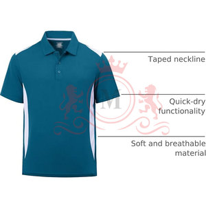 Professional Look Teal Blue Polo Shirt Performance Fabric <b>Classic</b> Collar Comfortable Short Sleeve Smart Casual Wear - Product Image 2