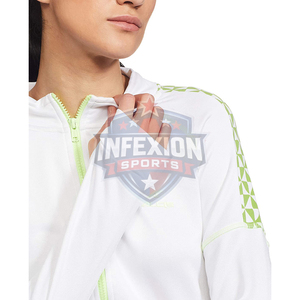 Women's White Lightweight Tracksuit Full <b>Zip</b> <b>Hooded</b> Sporty Geometric Pattern Breathable Polyester Sweatshirt Pants Set Spring - Product Image 6