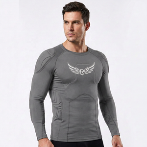 Men's <b>Black</b> Short Sleeve <b>Compression</b> <b>Shirt</b> with Front Logo Crew Neck Regular Breathable Moisture Wicking Adults - Product Image 6