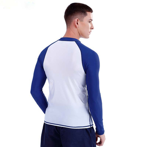 Camiseta de Natación de Manga Larga para Hombre, Color Blanco y Azul, de Secado Rápido, Spandex y Poliéster, Talla Adulto - Product Image 4