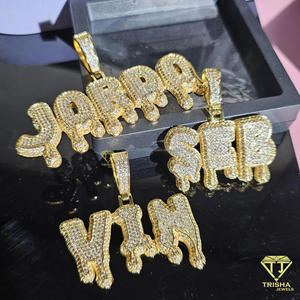 Custom Letter <b>Name</b> Pendant Necklace Iced Out Moissanite Diamond Tennis <b>Chain</b> Hip Hop Jewelry - Product Image 2