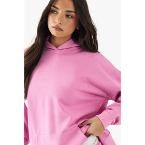 Sudadera con capucha de algodón para mujer, holgada, de manga larga, lisa, oversize, transpirable, ecológica, tejida, precio de fábrica, OEM personalizado - Product Image 4
