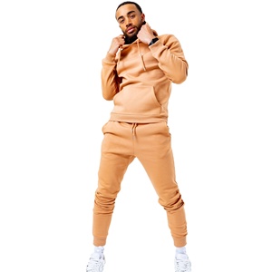 Trajes de chándal de hombre de algodón 100% al por mayor patrón sólido ropa deportiva de invierno cremallera inferior suave polar con capucha chándal bordado - Product Image 1
