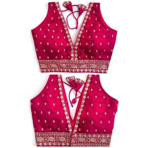 Nueva llegada blusa de hilo Zari de seda cosida a mano para mujer Rani Color-a lujosa nueva adición - Product Image 1