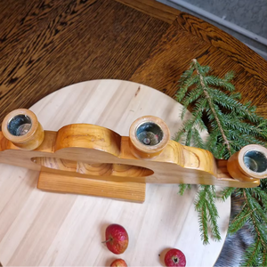 Support de bougie ovale en bois fait main, style vintage, motif cerf, décoration scandinave rustique pour la maison, la table et les mariages - Product Image 4