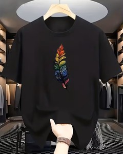 Men's Navy Blue Graphic Beach Surf Design Breathable 220g Short Sleeve O-Neck T-Shirt Regular Fit Casual Knitted 100% Cotton - Product Image 1