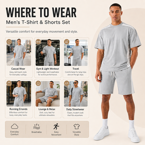 Ensemble sportif décontracté d'été pour hommes, t-shirt à manches courtes en tricot avec short à cordon de serrage, séchage rapide, blanc uni - Product Image 4