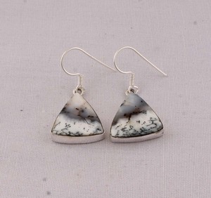 Natural Dendritic <b>Opal</b> <b>Earrings</b> 925 Sterling Silver Handmade Shalin Gemstone Drop <b>Earrings</b> Wholesale Unique Dendrite Jewelry - Product Image 2
