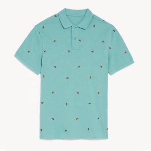 Polo de Manga Corta Azul Claro para Hombre con Bordado Personalizado y Estampado de Sandía, Estilo Casual de Punto - Product Image 5
