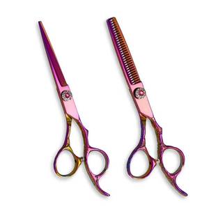 Tijeras de Peluquería Profesionales Reutilizables Ligeras de Acero Inoxidable con Hoja Afilada para Diestros, Mango Largo, Color Arcoíris - Product Image 4