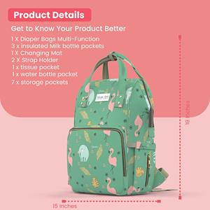 กระเป๋า17 + กระเป๋าผ้าอ้อมอเนกประสงค์สำหรับคุณแม่-ฟลามิงโก - Product Image 2