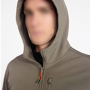 Chaqueta de Forro Polar con Capucha para Hombre, Cortavientos, Cierre de Cremallera, Color Sólido Informal, Poliéster, para Otoño, Corte Regular - Product Image 4