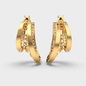 ต่างหูเพชรทรงห่วงสองแถวหรูหรา ทองคำ 18K สีโรส/เหลือง/ขาว แบบมีบานพับ เครื่องประดับชั้นดี ของขวัญแต่งงาน เพชรทรงบริลเลียนต์ 1.07 กะรัต - Product Image 4