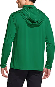 เสื้อตกปลาแขนยาวสีเขียวสำหรับผู้ชาย UPF 50 ป้องกันรังสียูวี สีพื้น ผ้าสแปนเด็กซ์ โพลีเอสเตอร์ ไร้ตะเข็บ - Product Image 4