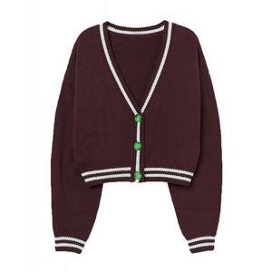 Factory Customization <b>Men's</b> Winter Thick Anti-Wrinkle Button Front Loose V-neck Simple Contrast Color Design Knitted <b>Cardigans</b> - Product Image 6