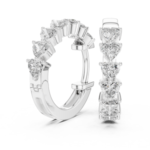 Pendientes de Aro de Diamantes en Forma de Corazón Vintage de Lujo, Plata, Certificados por IGI, Joyería Fina Romántica para Compromiso y Boda para Mujer - Product Image 2