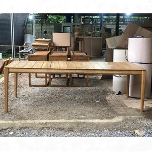 Table d'extension rectangulaire grande en teck massif, double plateau, imperméable, résistante aux UV, durable, pour hôpitaux et cours - Product Image 6