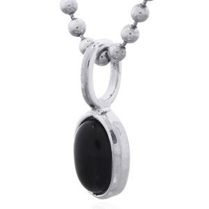 Elegante y Pequeño Colgante de Ágata Negra con Bisel Plateado - Product Image 2