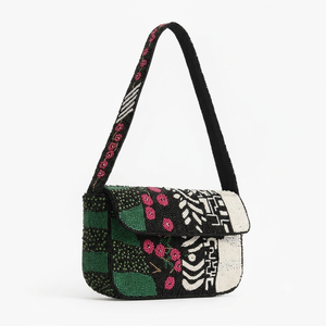 Handmade Abstract Botanical Beaded <b>Shoulder</b> <b>Bag</b> <b>Women</b> Tropical Leaf Flap Evening Clutch Underarm Purse Handbag - Product Image 4