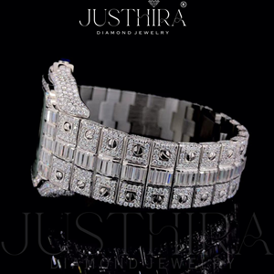 Reloj de Lujo con Esfera Esqueletizada y Diamantes para Hombre, Completamente Cubierto con Circonitas Cúbicas Baguette, Estilo Hip Hop, Correa de Acero Inoxidable, Movimiento de Cuarzo Seiko - Product Image 4