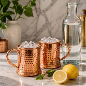 Mug à Moscow Mule classique en cuivre martelé ILAHI avec poignée, réutilisable pour les fêtes à domicile - Product Image 6