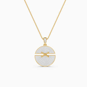 Collar Clásico Unisex de Oro Sólido de 14K Chapado en Oro Rosa con Diamante Natural, Corte Pera, Estilo Vintage, con Pavé, para Compromiso - Product Image 3