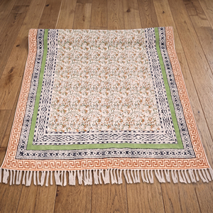 Tapis en coton faits à la main à motifs floraux, tissage plat traditionnel imprimé au bloc, pour la décoration intérieure de bars, salons et chambres - Product Image 3