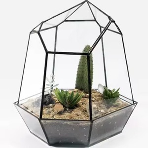 Elegant Geometric Metal Terrarium Glass Plant Holder Indoor Garden <b>Display</b> <b>Case</b> Home Interior Decoration Accent - Product Image 3