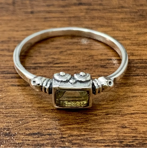 Dainty Citrine <b>Ring</b> <b>Set</b> in 925 <b>Silver</b> - Minimalist Everyday Stacking <b>Ring</b> Yellow Gemstone Wedding Band - Product Image 2