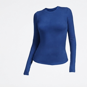 Women's Slim Fit Long Sleeve V Neck Sports Shirt Quick Dry Breathable Nylon Spandex Compression <b>Top</b> Custom Logo Fitness <b>Running</b> - Product Image 5