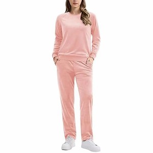 Conjunto de Dos Piezas de Punto Casual para Mujer, 100% Algodón, Manga Larga, Cuello Redondo, Pantalones Largos, Corte Regular, Transpirable, para Todas las Temporadas, OEM - Product Image 1
