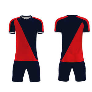 Conjunto de Camiseta de Fútbol de Manga Corta con Cuello en V para Hombre, Diseño de Bloques de Color, Transpirable, Uniforme de Poliéster Sublimado - Product Image 1