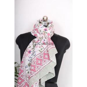 Floral Cotton Digital Print Solid Color Breathable Sarong Pareo Bikini Cover up Beach <b>Wrap</b> Scarf Lightweight Women Resort Wear - Product Image 4