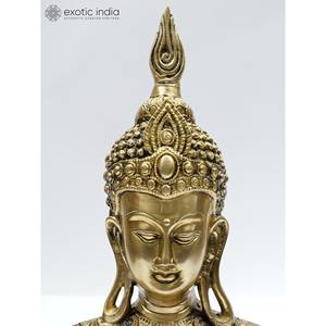 รูปปั้นทองเหลืองรูปปั้นพระพุทธเจ้าขนาด16นิ้วรูปปั้นหรูหราสำหรับตกแต่งบ้านและวิหารผลิตในอินเดีย - Product Image 3