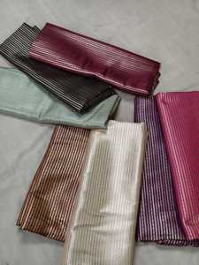 Tissu 100% soie, tissage rayé, tissu brocart Banarasi - Product Image 4