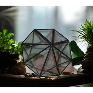 Jarrón de Mesa de Latón con Forma de Diamante, Marco de Color Negro, Diseño Tradicional, Terrario para Exteriores, Decoración para el Hogar, Soporte para Plantas al por Mayor - Product Image 3
