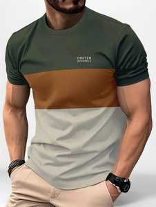 T-shirt en maille pour homme, coupe classique, couleur personnalisable sur le devant, 100 % coton, col rond, manches courtes, décontracté, respirant, écologique, séchage rapide - Product Image 4