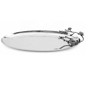 Vente chaude Nickelé À La Main En Acier Inoxydable Plateau De Service Fleur Conception Alimentaire Salade Plateau pour Cadeau ou Usage Domestique - Product Image 6