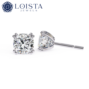 Élégantes boucles d'oreilles en or blanc 18 carats avec diamants de laboratoire pour femmes, taille brillant rond, certifiées IGI - Product Image 1