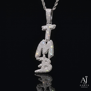 Collier avec pendentif lettre en moissanite couleur argent, plaqué or rose/or, plaqué rhodium, bijoux pour homme, cadeau - Product Image 1