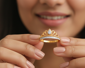 Bague diadème style palais vintage avec cristaux dorés étincelants pour cadeau de 16e anniversaire pour filles - Bijoux raffinés - Product Image 4