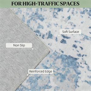 Tappeto Lavabile in Lavatrice Blu per Soggiorno, Camera da Letto e Sala da Pranzo, Set di Tappeti per Pavimento - Product Image 2