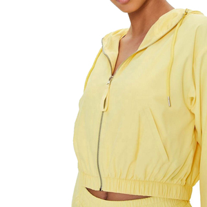Women Track Suit 2 Piece Solid Color Windbreaker Windproof Jacket With Pocket and Adjustable Cinch and Shorts - Product Image 6